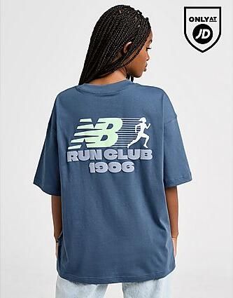 New Balance Run Club Graphic Boyfriend T-Shirt Blue- Dames Blue