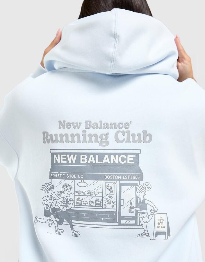 New Balance Run Club Overhead Hoodie Blauw- Dames Blauw