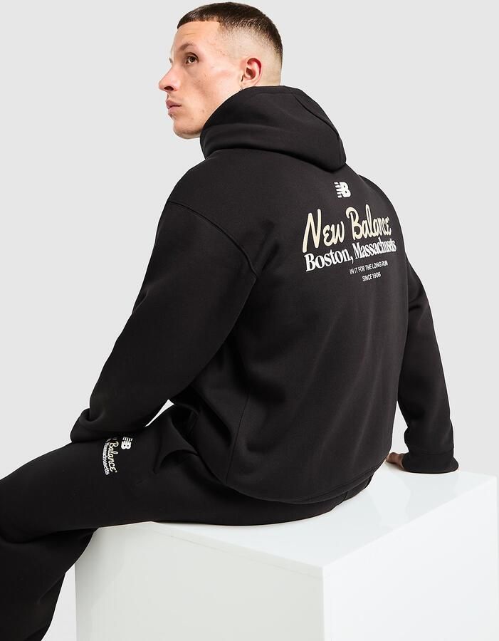 New Balance Stack Hoodie Zwart- Heren Zwart