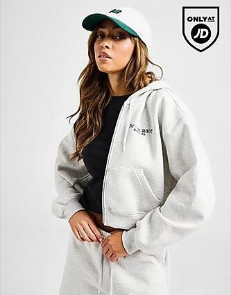 New Balance Tones Crop Full Zip Hoodie Grey- Dames Grey