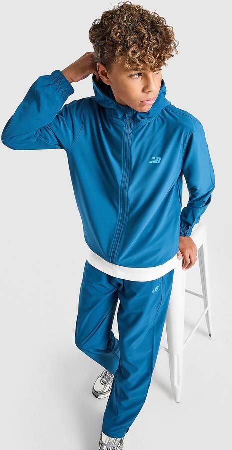 New Balance Track Woven Hoodie Junior Blauw