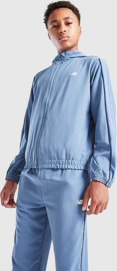 New Balance Track Woven Hoodie Junior Blauw Kind Blauw