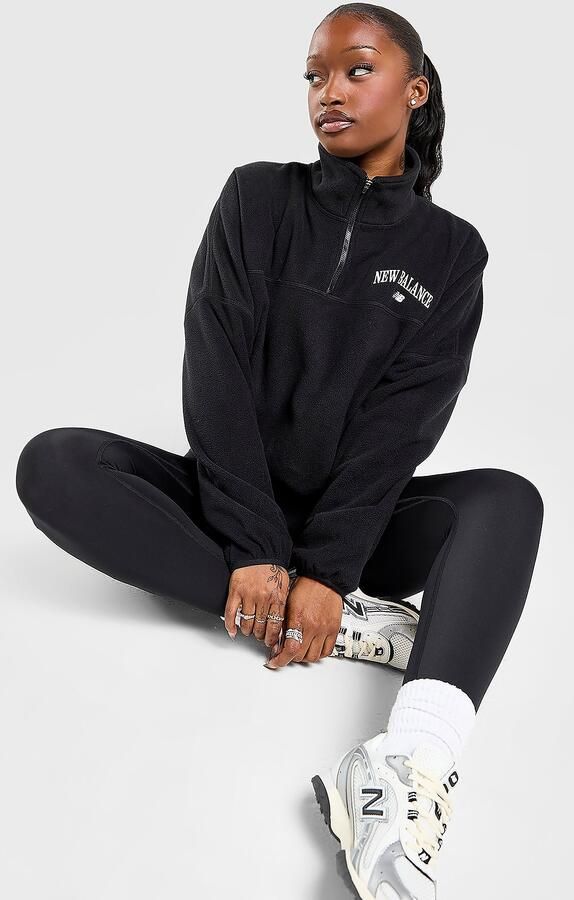 New Balance Varsity Polar Fleece 1 4 Zip Sweatshirt Zwart- Dames Zwart