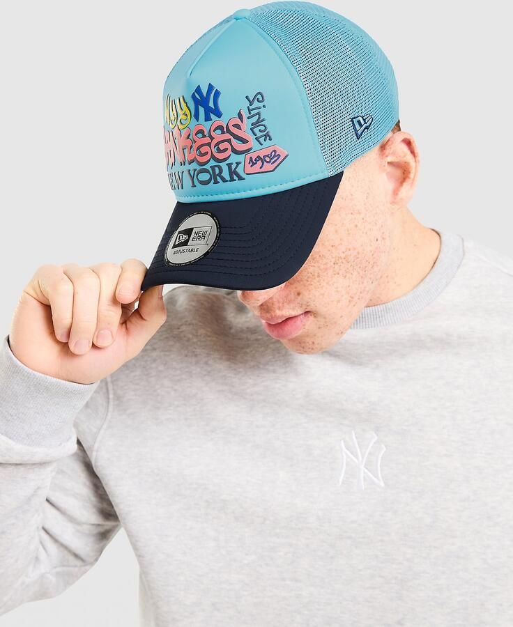 New era MLB New York Yankees Graffiti Trucker Cap Blauw- Dames Blauw