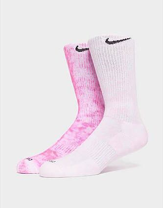 Nike Cushioned Tie Dye Crew Socks (2-Pairs) Pink-