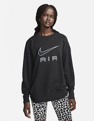 Nike Air Fleece sweatshirt met ronde hals voor dames Black White- Dames
