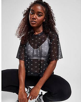 Nike Air Croptop met mesh print en korte mouwen voor dames Black- Dames