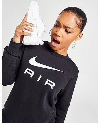 Nike Air Sweatshirt van fleece met ronde hals voor dames Black White- Dames