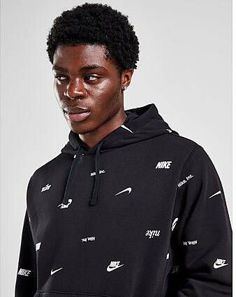 Nike Club Fleece hoodie met volledige print voor heren Black White- Heren