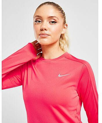 Nike Dri-FIT Hardlooptop met ronde hals voor dames Red- Dames