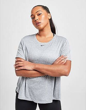 Nike Dri-FIT One Damestop met standaardpasvorm en korte mouwen (Plus Size) Grey- Dames