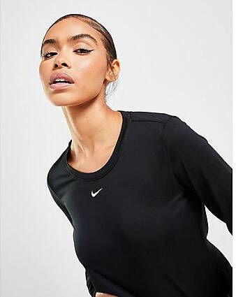 Nike Dri-FIT One Damestop met standaardpasvorm en lange mouwen Black White- Dames