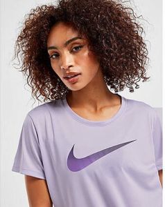 Nike Dri-FIT Swoosh Run Hardlooptop met korte mouwen voor dames Purple- Dames
