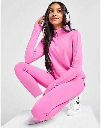Nike Dri-FIT top met halflange rits en lange mouwen voor meisjes Playful Pink White