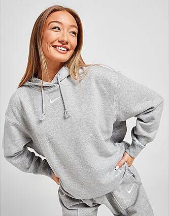 Nike Essential Oversized Fleece Hoodie Dames Dark Grey Heather Base Grey White- Dames
