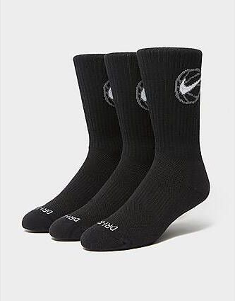 Nike Everyday Crew 3 Pack Basketball Sokken Heren Black White- Heren