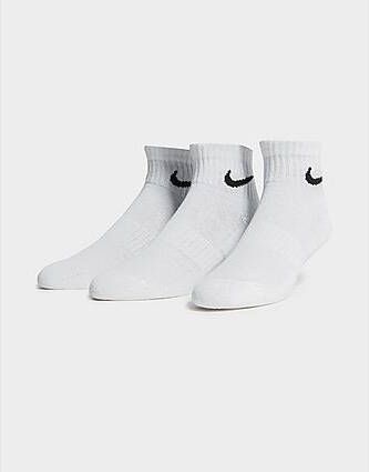 Nike Everyday Cushioned Training Ankle Socks (3 Pairs) White Black- Dames