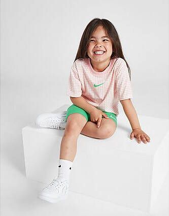 Nike ' Gingham T-Shirt Cycle Shorts Set Children Pink Kind