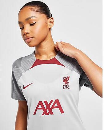 Nike Liverpool FC Strike Dri-FIT knit voetbaltop voor dames Wolf Grey Smoke Grey Tough Red- Dames
