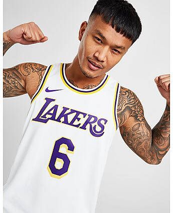 Nike Los Angeles Lakers Association Edition 2022 23 Swingman NBA-jersey met Dri-FIT White- Heren