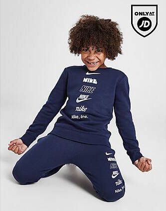Nike Multi Logo Crew Tracksuit Children Navy Kind