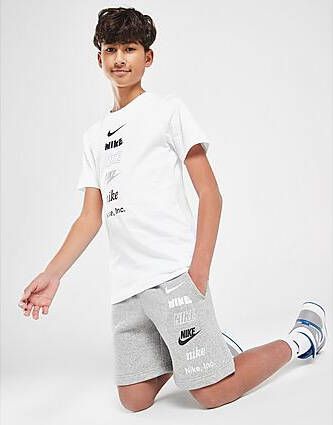 Nike Multi Logo Fleece Shorts Junior Grey Kind
