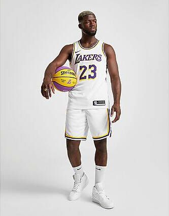Nike Los Angeles Lakers Association Edition Swingman Men's NBA Shorts White Amarillo Field Purple- Heren