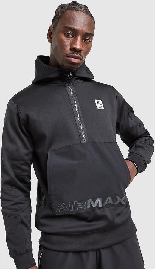 Nike Air Max fleecehoodie met halflange rits voor heren Zwart- Heren Zwart