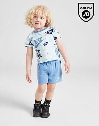 Nike All Over Print Crew T-Shirt Shorts Set Infant Blue