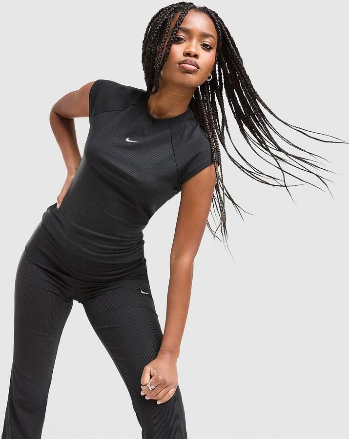 Nike Chill Knit Ribbed T-Shirt Zwart- Dames Zwart