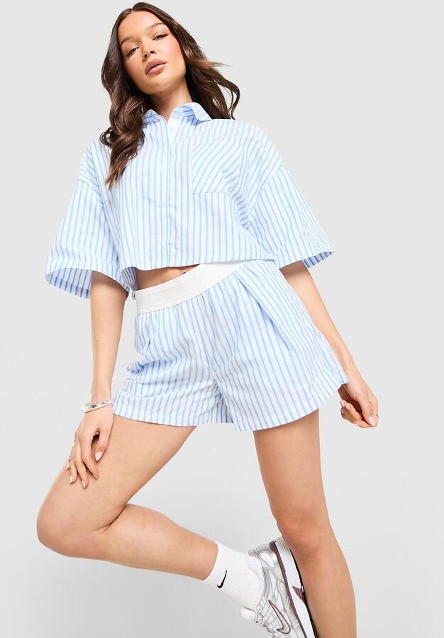 Nike Chill Poplin Stripe Shorts Blauw- Dames Blauw