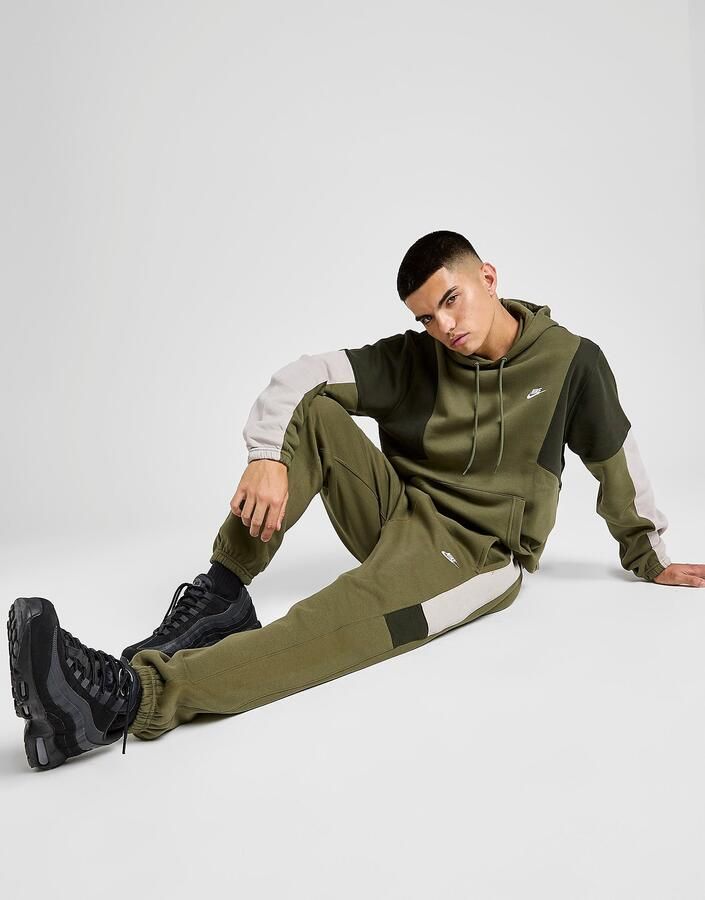 Nike Club Fleece Colour Block Joggers Olive- Heren Olive