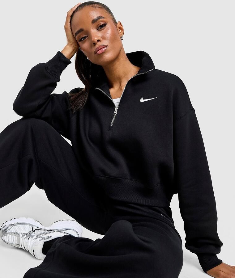 Nike Sportswear Phoenix Fleece Oversized Quarterzip Cropped Sweatshirt Women Hoodies & Sweaters zwart Maat XS Kleding - Foto 4