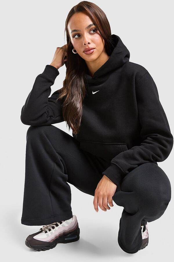 Nike Dameshoodie Studio Fleece Medium Weight Zwart- Dames Zwart