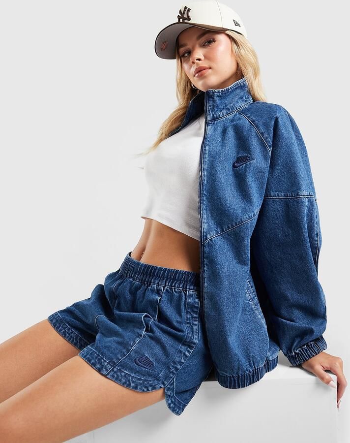Nike Denim damesshorts met halfhoge taille Sportswear Tempo Blauw- Dames Blauw