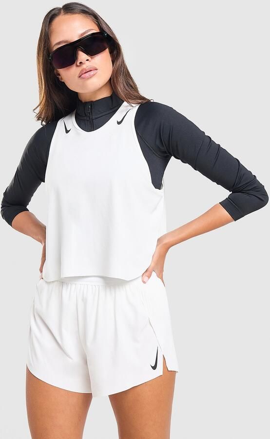 Nike Dri-FIT ADV korte hardlooptanktop voor dames AeroSwift Wit- Dames Wit