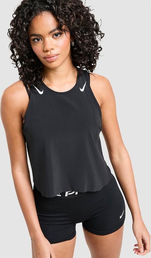 Nike Dri-FIT ADV korte hardlooptanktop voor dames AeroSwift Zwart- Dames Zwart