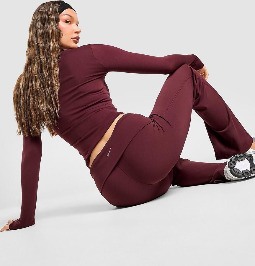 Nike Dri-FIT damesbroek met hoge omvouwbare taille One Rood- Dames Rood