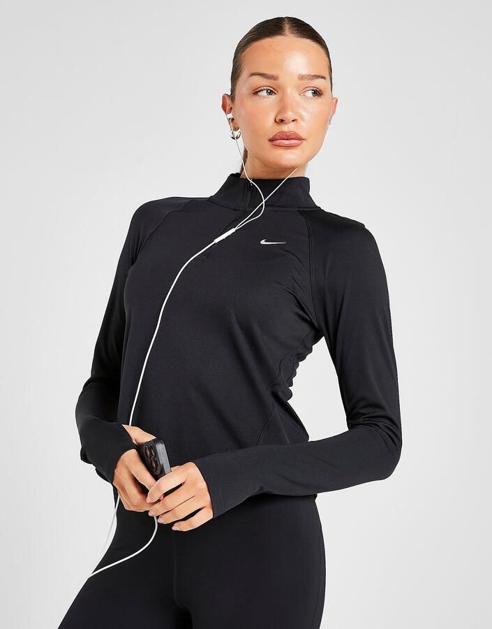 Nike Dri-FIT hardlooptop met korte rits voor dames Tempo Zwart- Dames Zwart