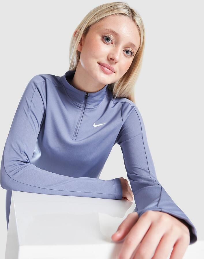 Nike Dri-FIT stop met lange mouwen en korte rits Blauw Kind Blauw