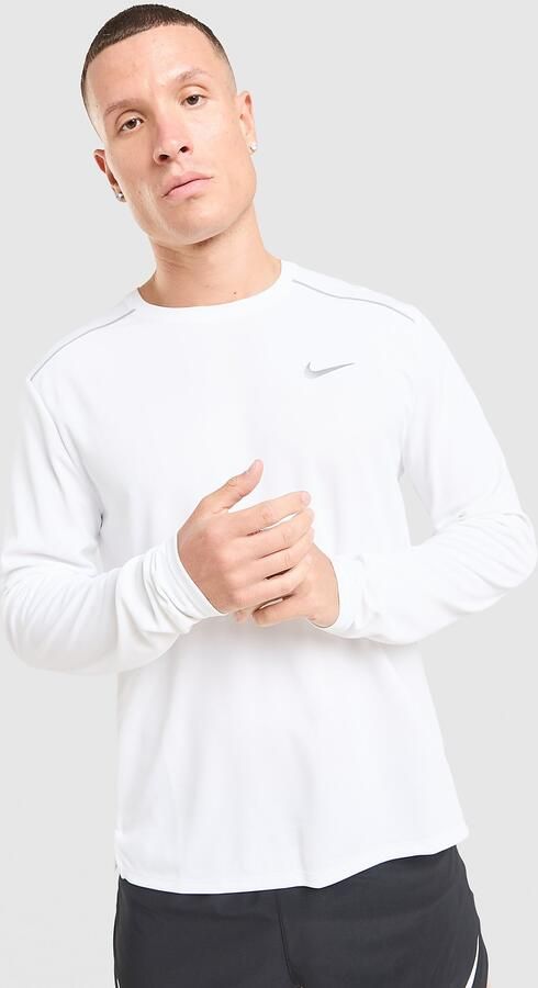 Nike Dri-FIT Miler Hardlooptop met lange mouwen voor heren Wit- Heren Wit