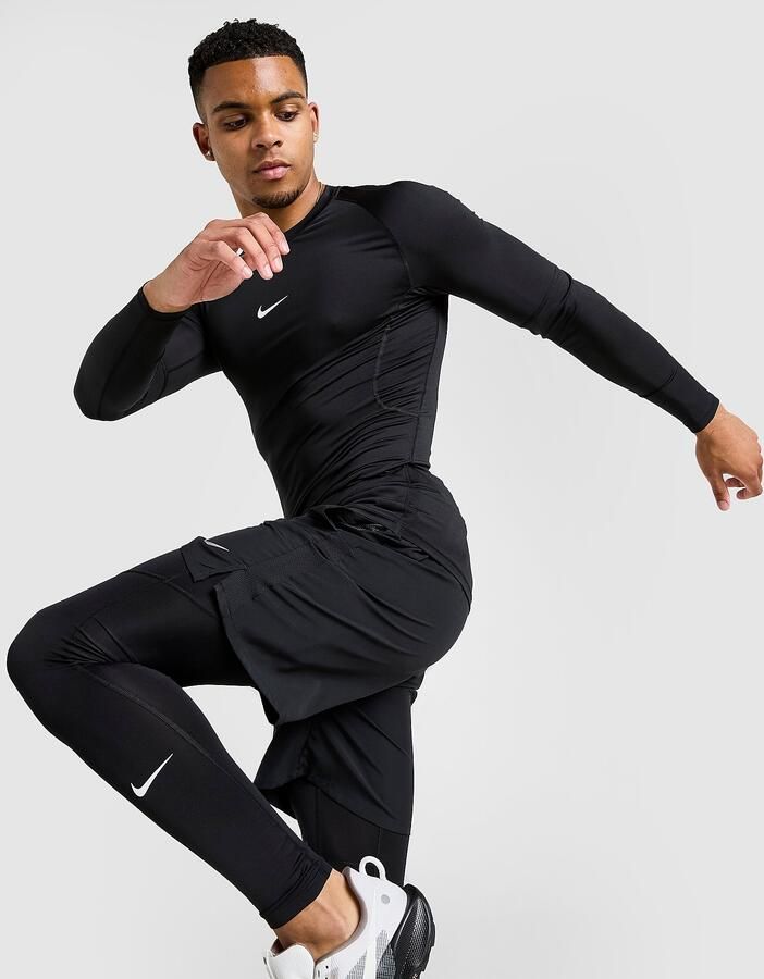 Nike Dri-FIT strakke fitnesstop met lange mouwen voor heren Pro Zwart- Heren Zwart - Foto 4