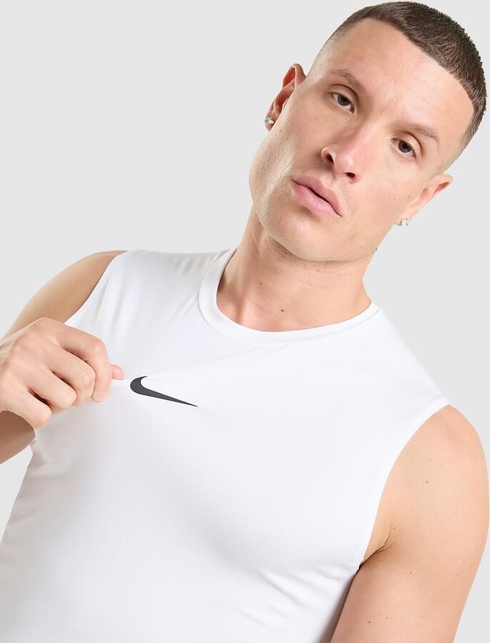 Nike Dri-FIT strakke mouwloze fitnesstop voor heren Pro Wit- Heren Wit
