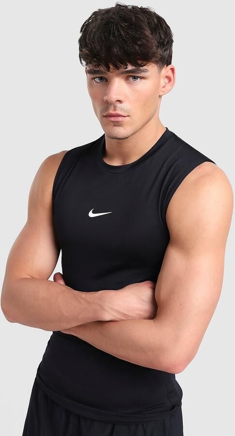 Nike Dri-FIT strakke mouwloze fitnesstop voor heren Pro Zwart- Heren Zwart