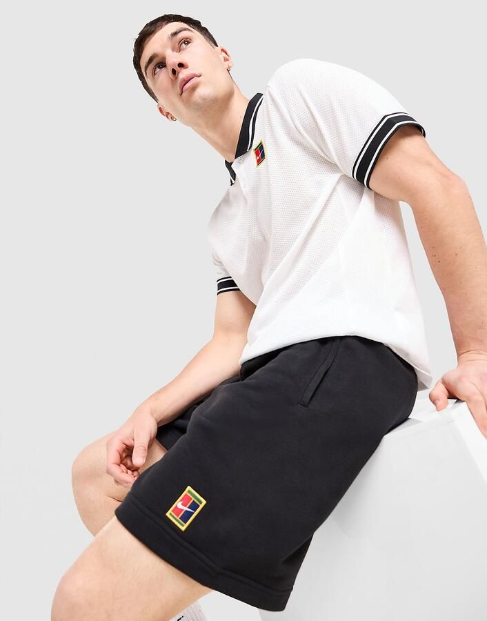 Nike Dri-FIT tennisshorts van fleece voor heren Court Heritage Zwart- Heren Zwart