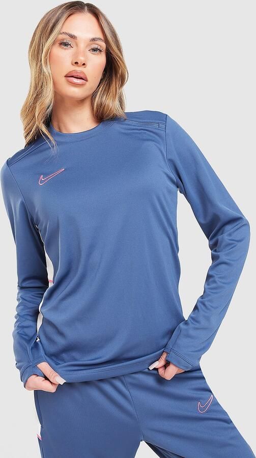 Nike Dri-FIT voetbaltop met ronde hals en lange mouwen voor dames Academy Blauw- Dames Blauw
