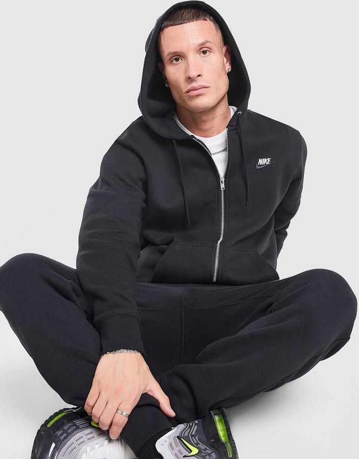 Nike Fleecehoodie met rits voor heren Sportswear Club Zwart- Heren Zwart
