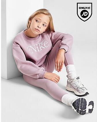Nike ' Embroidered Shine Crew Tracksuit Children Pink Kind Pink