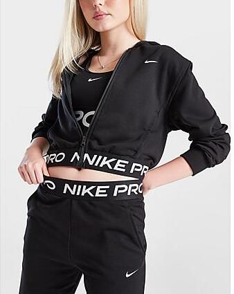 Nike ' Pro Crop Full Zip Hoodie Junior Black Kind Black