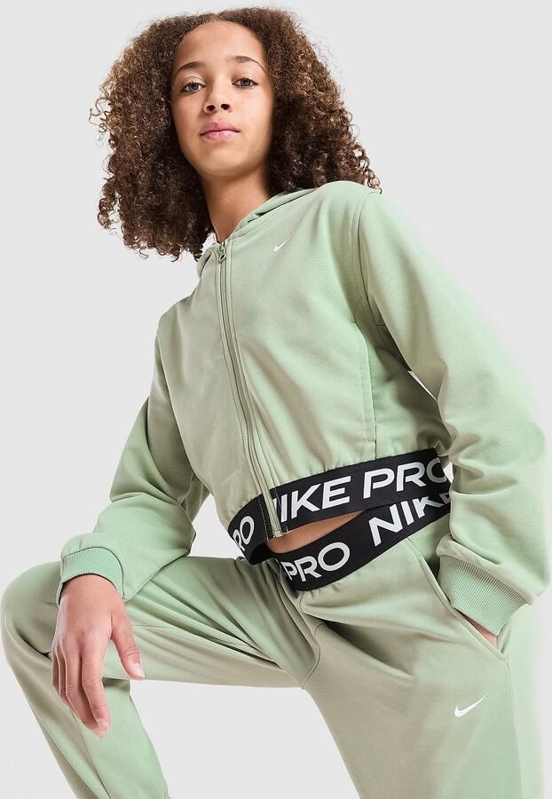 Nike ' Pro Crop Full Zip Hoodie Junior Groen